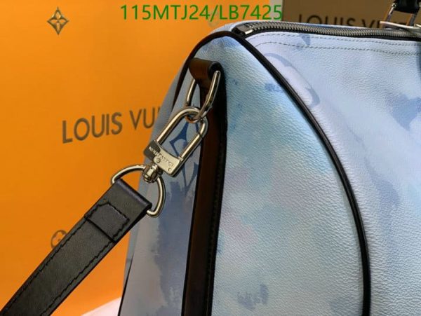 Louis Vuitton AAA+ Replica Hickory Stripe Denim Keepall Bagpack LB74258942587