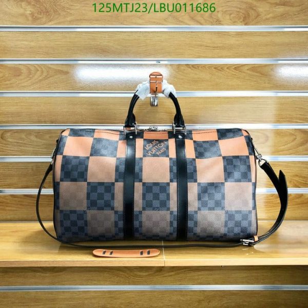 Louis Vuitton AAA+ Replica Keepall Bandouliere Bag Giant Damier Graphite LBU0116864026