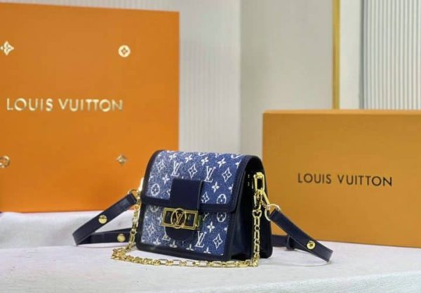 Louis Vuitton AAA+ Replica Mini Dauphine Denim Leather Bag LB47221978294