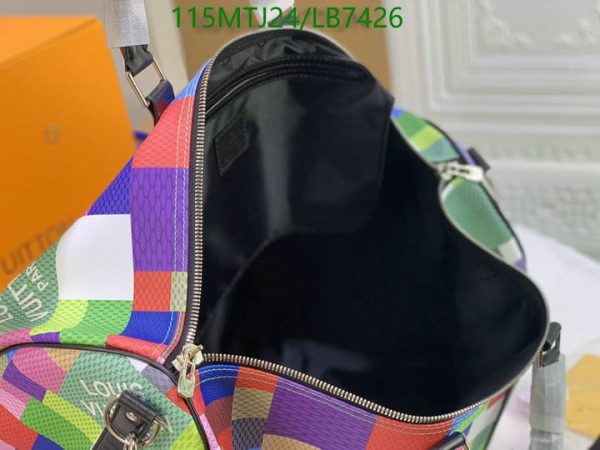 Louis Vuitton AAA+ Replica Multicolour Damier Graphite Keepall Bandouliere LB74268974367