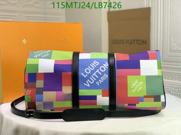 Louis Vuitton AAA+ Replica Multicolour Damier Graphite Keepall Bandouliere LB74268974367