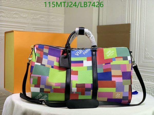 Louis Vuitton AAA+ Replica Multicolour Damier Graphite Keepall Bandouliere LB74268974367