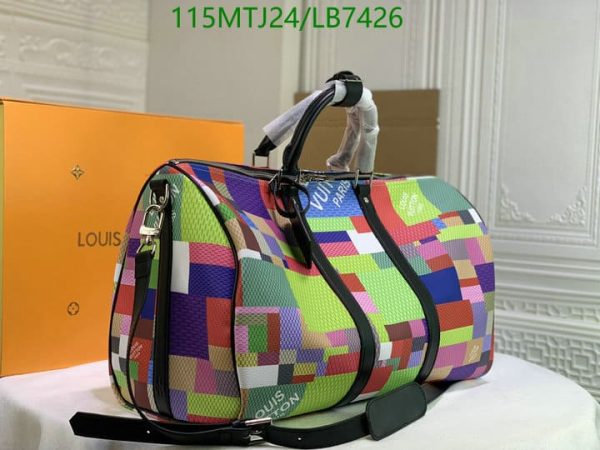 Louis Vuitton AAA+ Replica Multicolour Damier Graphite Keepall Bandouliere LB74268974367