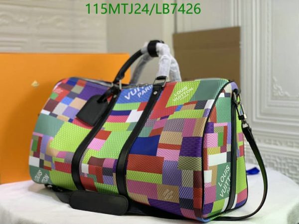 Louis Vuitton AAA+ Replica Multicolour Damier Graphite Keepall Bandouliere LB74268974367