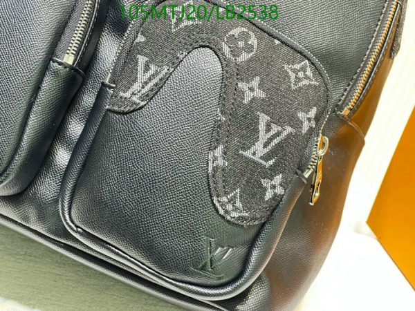 Louis Vuitton AAA+ Replica NIGO Black Denim Backpack LB25388965428