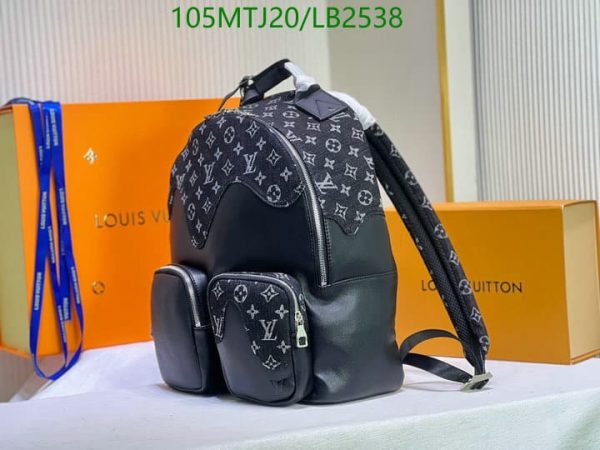 Louis Vuitton AAA+ Replica NIGO Black Denim Backpack LB25388965428