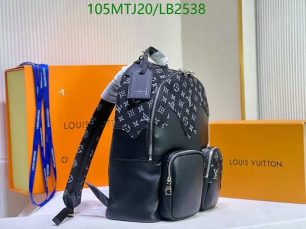 Louis Vuitton AAA+ Replica NIGO Black Denim Backpack LB25388965428