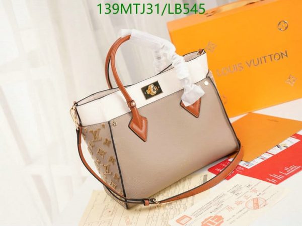 Louis Vuitton AAA+ Replica On My Side Galet Grey Cowhide Leather Trim Shoulder Bag  LB54562349875