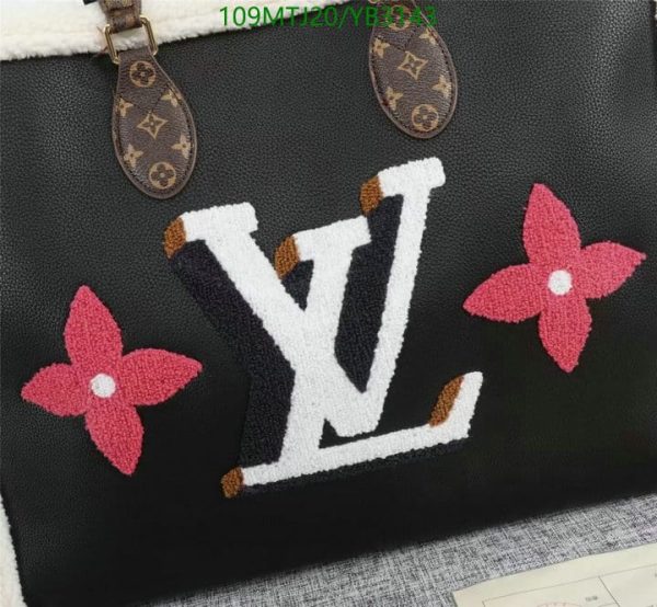 Louis Vuitton AAA+ Replica OnTheGo Tote Leather and Teddy Shearling GM Bag YB31438963214