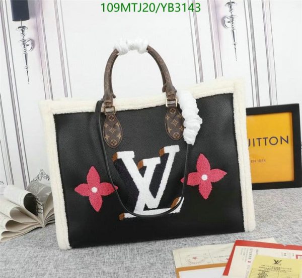 Louis Vuitton AAA+ Replica OnTheGo Tote Leather and Teddy Shearling GM Bag YB31438963214