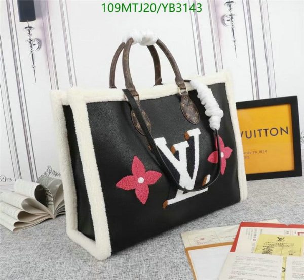 Louis Vuitton AAA+ Replica OnTheGo Tote Leather and Teddy Shearling GM Bag YB31438963214