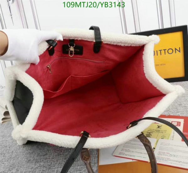 Louis Vuitton AAA+ Replica OnTheGo Tote Leather and Teddy Shearling GM Bag YB31438963214