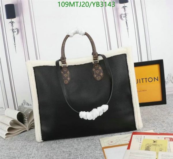 Louis Vuitton AAA+ Replica OnTheGo Tote Leather and Teddy Shearling GM Bag YB31438963214