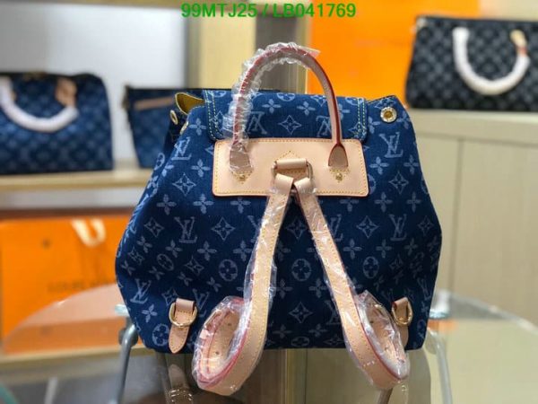 Louis Vuitton AAA+ Replica Blue Leather Backpack LB04176958703