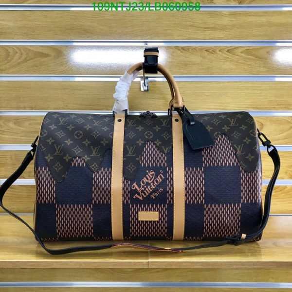 Louis Vuitton AAA+ Replica x Nigo Damier Ebene Canvas Keepall Bandouliere LB06095857416