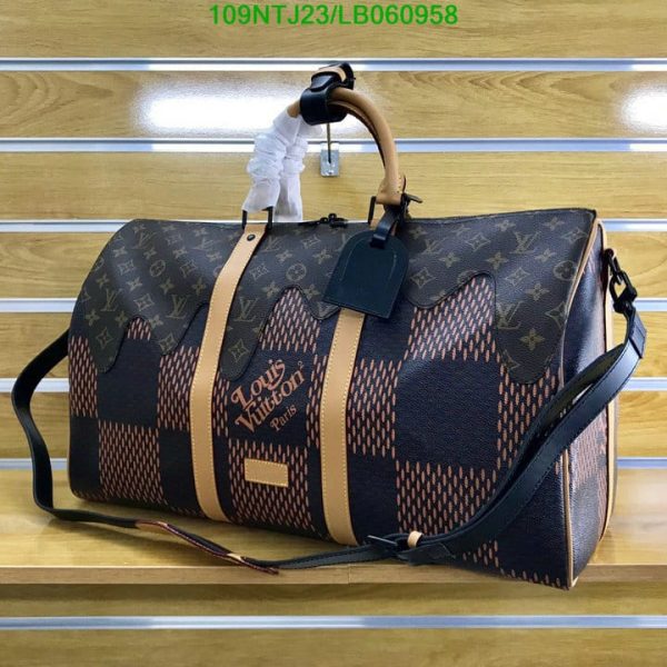 Louis Vuitton AAA+ Replica x Nigo Damier Ebene Canvas Keepall Bandouliere LB06095857416