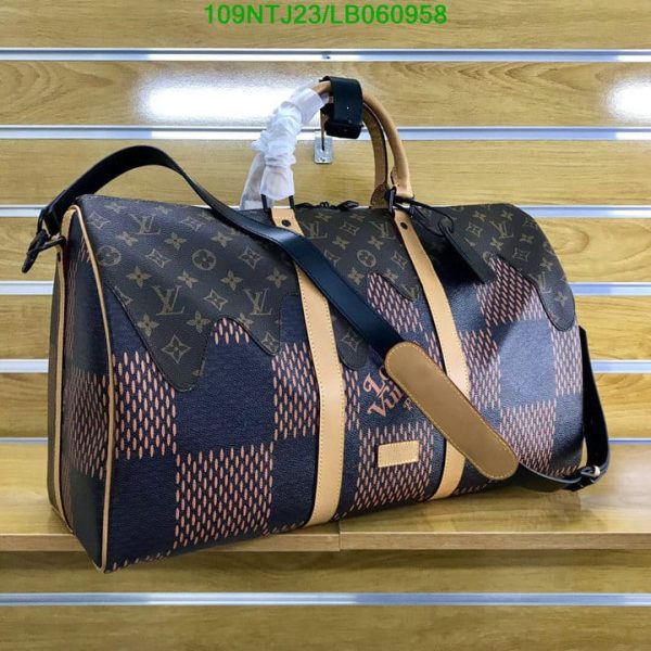 Louis Vuitton AAA+ Replica x Nigo Damier Ebene Canvas Keepall Bandouliere LB06095857416