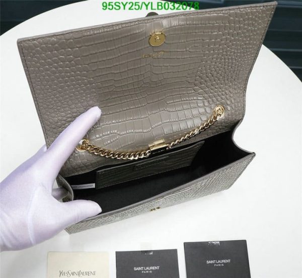 YSL AAA+ Replica Kate Monogram Croc-Embossed Shoulder Bag YLB0320782365