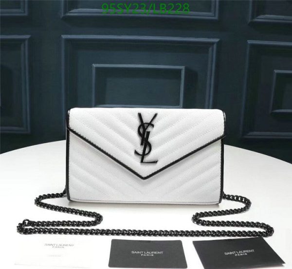 YSL AAA+ Replica Monogram Chain Wallet White Black LB22817675432