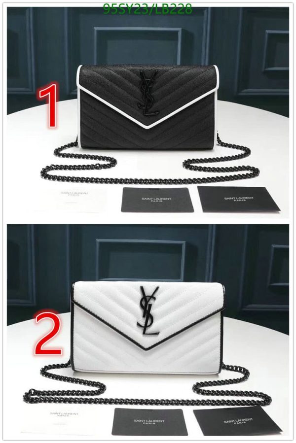 YSL AAA+ Replica Monogram Chain Wallet White Black LB22817675432