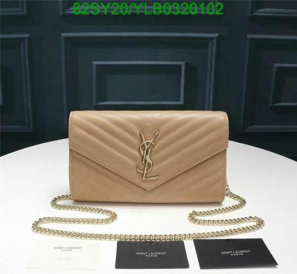 YSL AAA+ Replica Small WOC In Beige Grained Leather GHW YLB0320102257