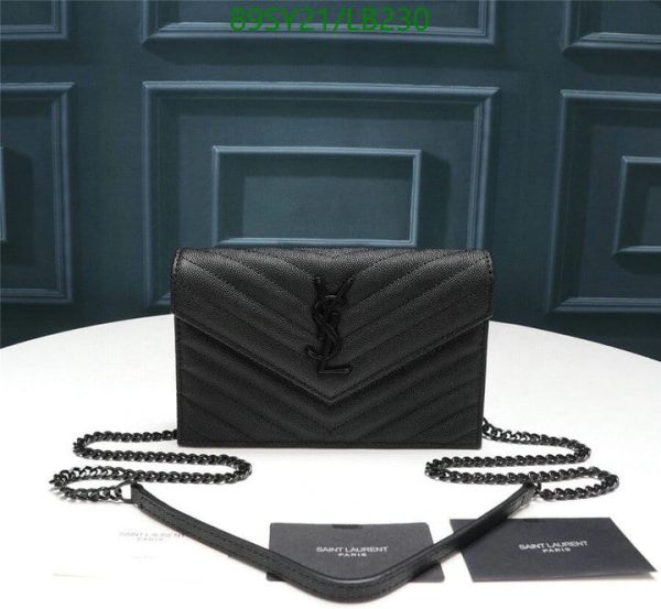 YSL AAA+ Replica logo-plaque chevron-quilt clutch bag LB23014765439