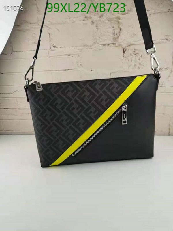 Fendi AAA+Replica Black/Gray Medium Forever Fendi Messenger Bag YB72357538654