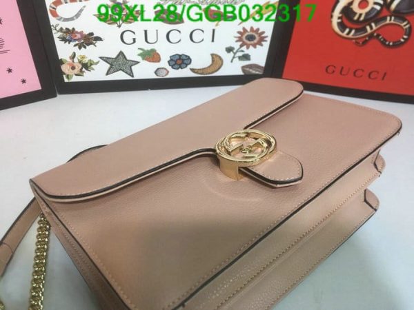 Gucci GG AAA+ Replica Leather Lock Chain Crossbody Bag GGB0323174631