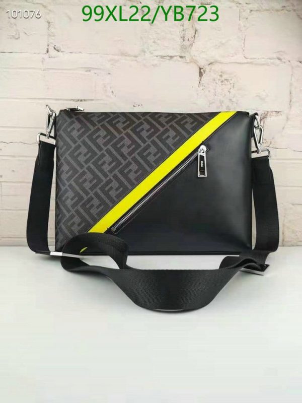 Fendi AAA+Replica Black/Gray Medium Forever Fendi Messenger Bag YB72357538654