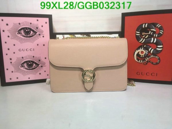 Gucci GG AAA+ Replica Leather Lock Chain Crossbody Bag GGB0323174631