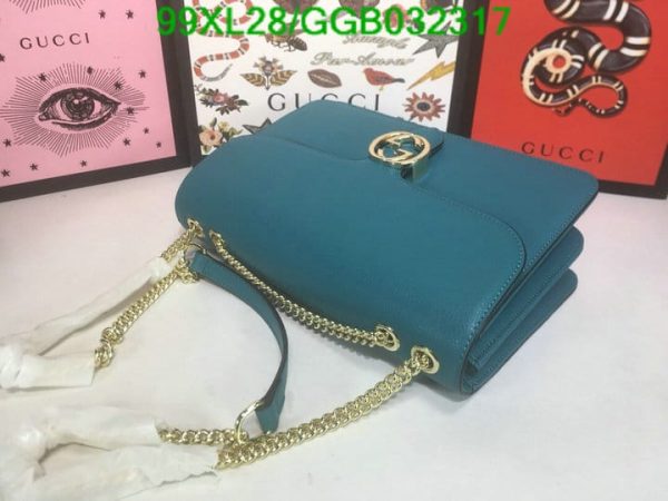 Gucci GG AAA+ Replica Leather Lock Chain Crossbody Bag GGB0323174631