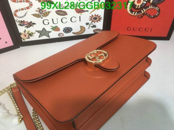 Gucci GG AAA+ Replica Leather Lock Chain Crossbody Bag GGB0323174631