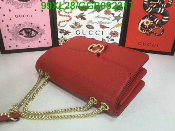 Gucci GG AAA+ Replica Leather Lock Chain Crossbody Bag GGB0323174631