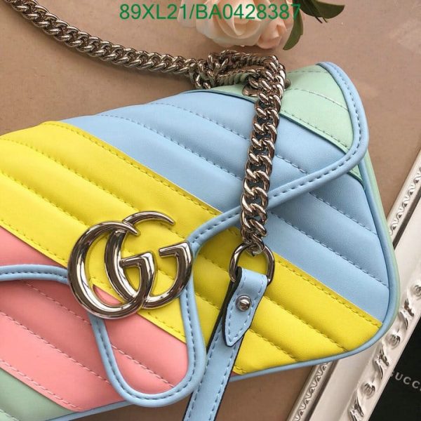 Gucci AAA+ Replica GG Marmont Flap Rainbow Crossbody Bag BA04283879821