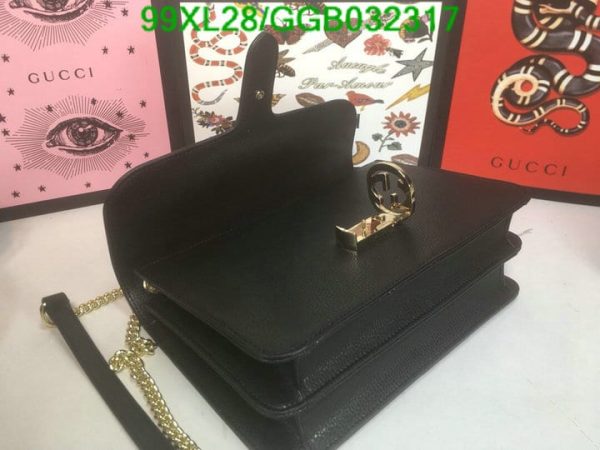 Gucci GG AAA+ Replica Leather Lock Chain Crossbody Bag GGB0323174631