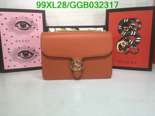 Gucci GG AAA+ Replica Leather Lock Chain Crossbody Bag GGB0323174631