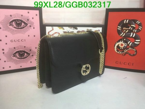 Gucci GG AAA+ Replica Leather Lock Chain Crossbody Bag GGB0323174631