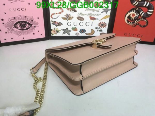 Gucci GG AAA+ Replica Leather Lock Chain Crossbody Bag GGB0323174631