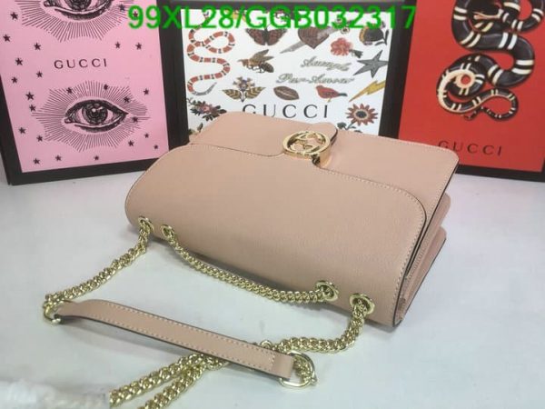 Gucci GG AAA+ Replica Leather Lock Chain Crossbody Bag GGB0323174631