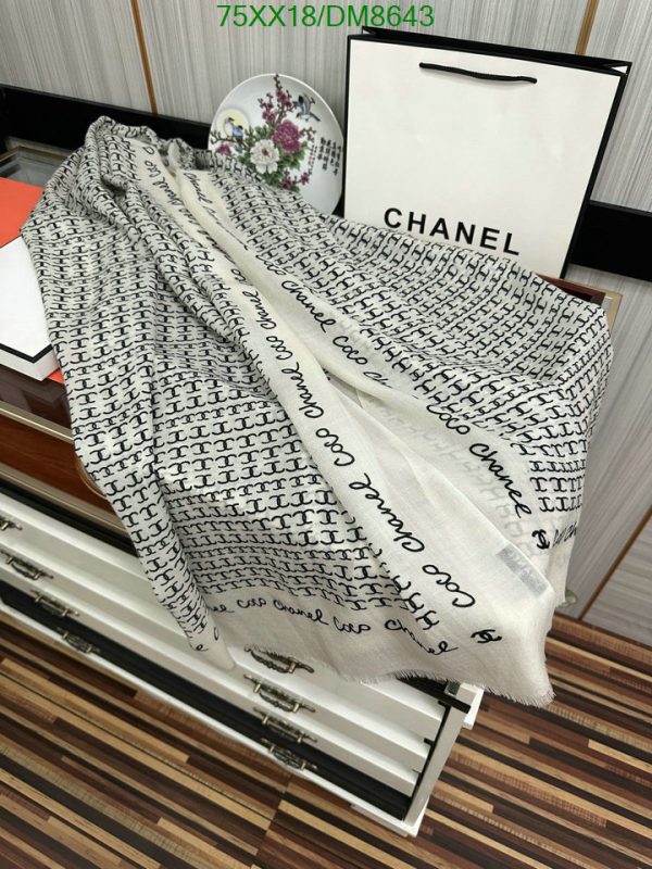 Chanel Replica Twill Hair Tie White Black Square Scarf