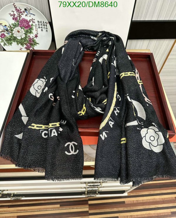 Chanel Replica Black and Gold Cashmere CC Charms Scarf