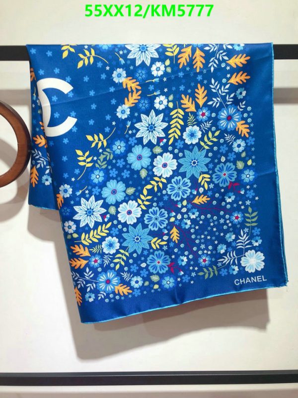 Chanel Replica Blue Flowers CC Double Face Square