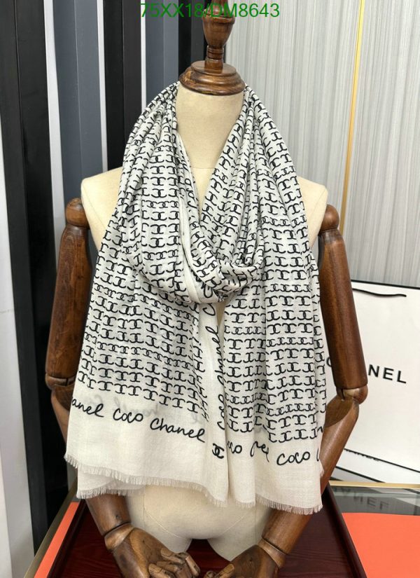 Chanel Replica Twill Hair Tie White Black Square Scarf