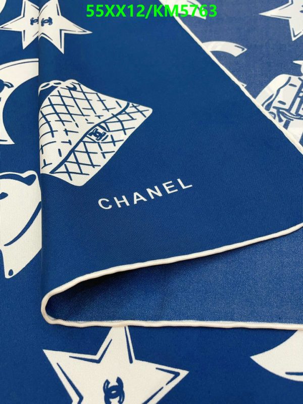 Chanel Replica Luxury Blue White Silk Square Scarf