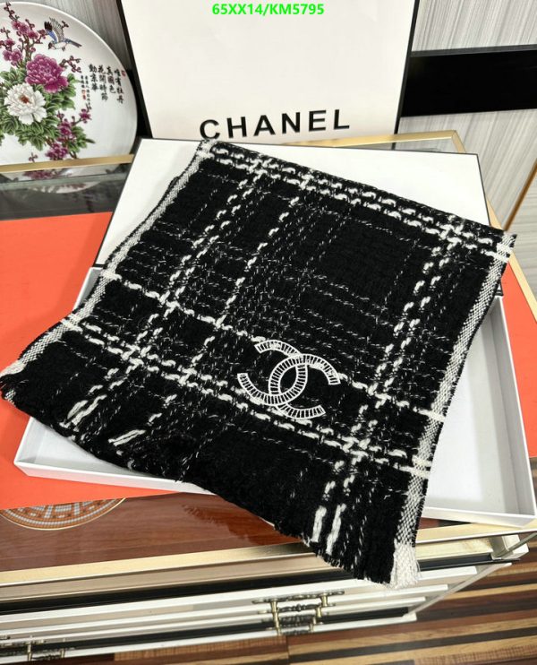 Chanel Replica Fringe Plaid Cashmere CC Logos Scarf