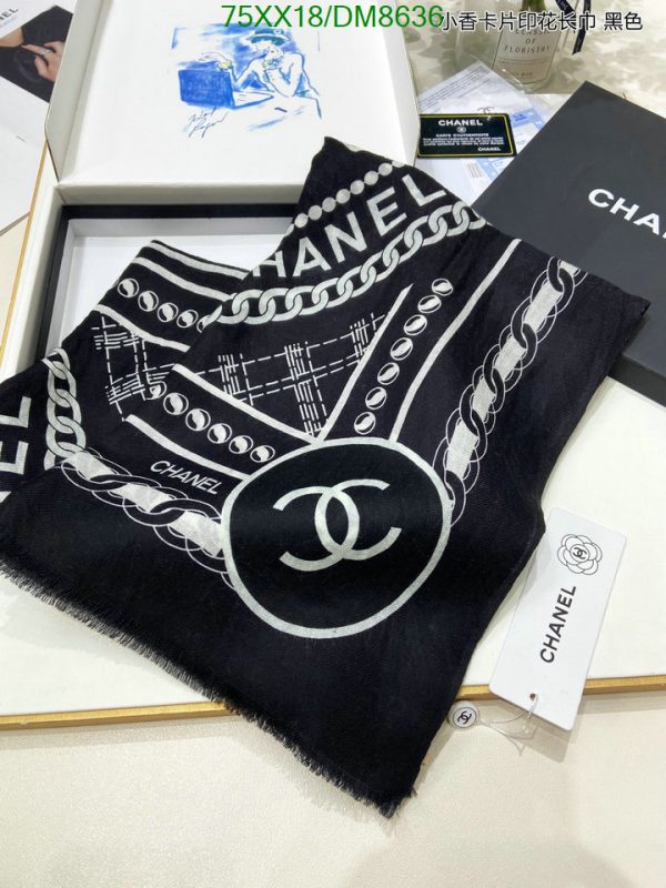 Chanel Replica Cashmere Black & White Long Square Scarf