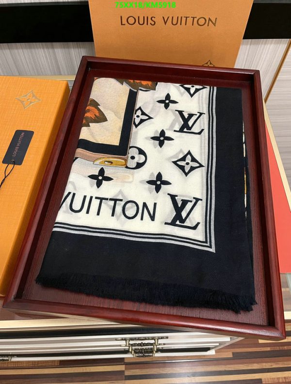 Louis Vuitton Replica Cashmere Malle Fleurs Square Scarf Shawl