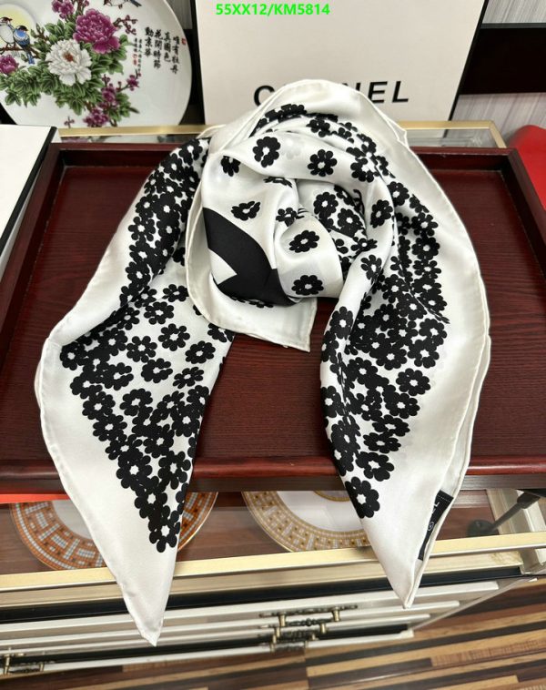 Chanel Replica Floral Print White Silk Neckerchief Square