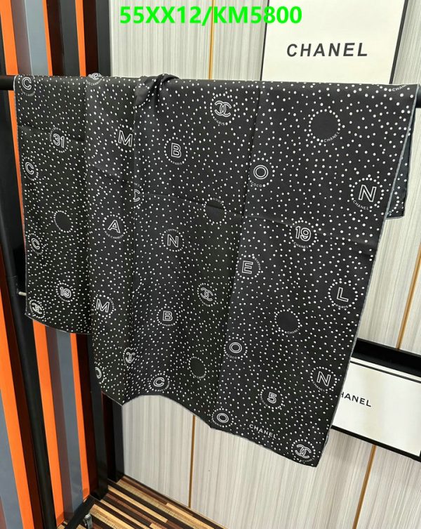 Chanel Replica 1986-1988 CC-Print  Black Dot Silk Scarf