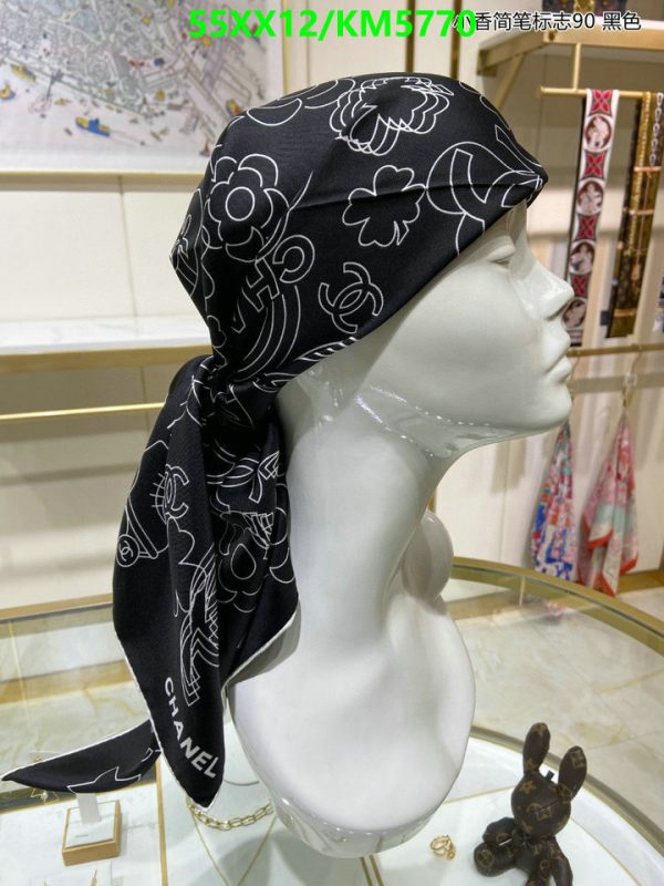 Chanel Replica Camellia Black Silk Twill Square Scarf